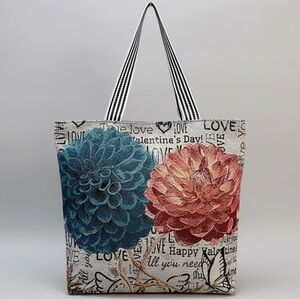 Valentine’s Day tote bag with striped handles #valentinesday #totebag #romantic